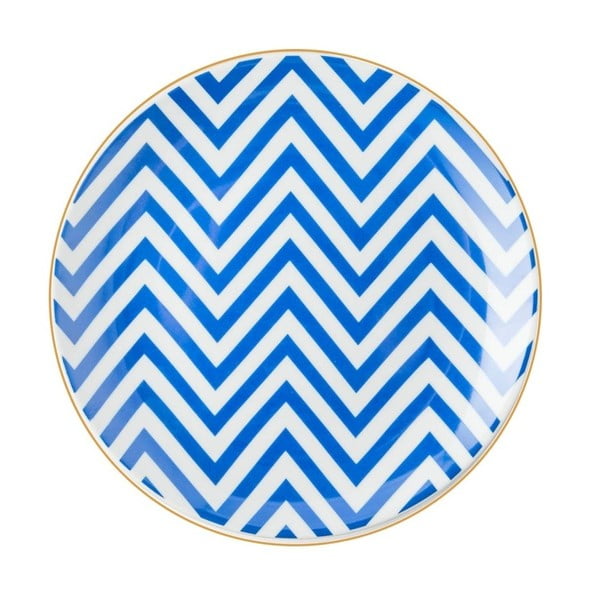 Farfurie din porțelan Vivas Zigzag, Ø 23 cm, albastru - alb