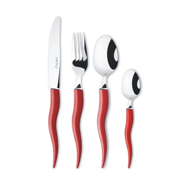 Set 24 tacâmuri cu suport Vialli Design Ama, roșu