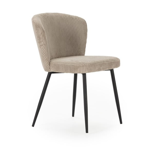 Scaune de dining bej 4 buc. din catifea reiată Megan – Marckeric