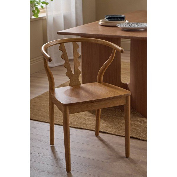 Scaun de dining în culoare naturală închisă cu cotiere din lemn de stejar Heddalie – Ellos Home-image-1