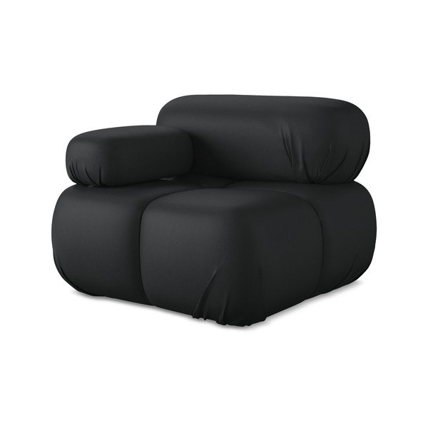 Modul pentru canapea modulară negru cu tapițerie din imitație de piele (cu colț pe partea stângă) Lokua – Makamii-image-1