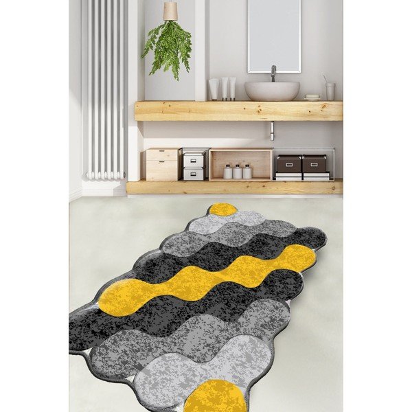 Covoraș de baie galben-gri 70x120 cm Circle – Foutastic-image-1