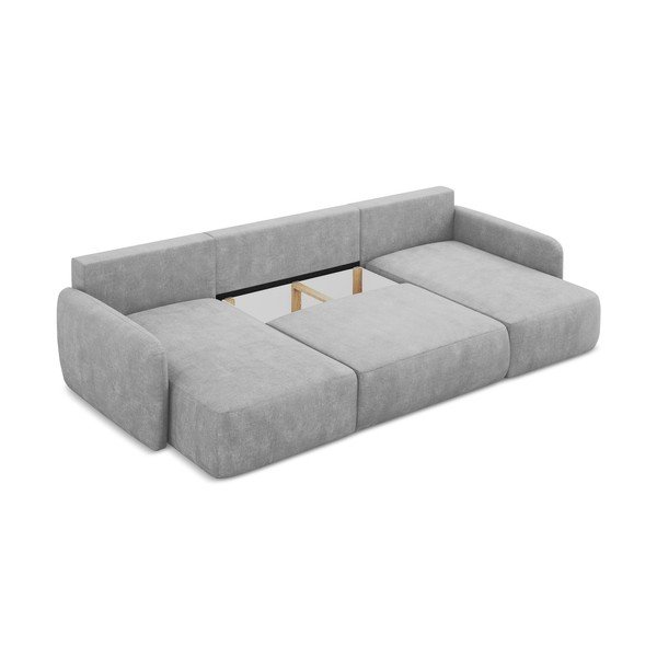 Colțar gri deschis extensibil/cu spațiu de depozitare cu tapițerie din chenille (în formă de "U") Lilo – Makamii-image-3