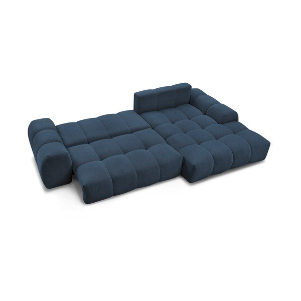 Colțar albastru închis extensibil/cu spațiu de depozitare cu tapițerie din chenille (cu colț pe partea dreaptă/cu șezlong) Everest – Bobochic Paris-image-4