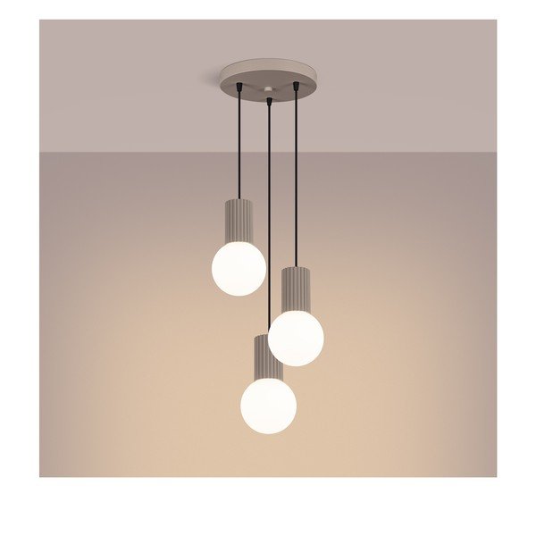 Lustră taupe cu abajur din sticlă ø 25 cm Orbital – Sollux-image-4
