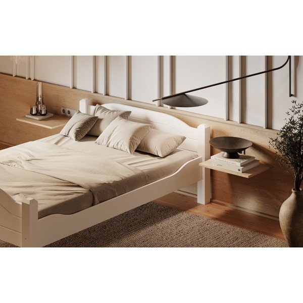 Pat alb din lemn de pin 90x200 cm Liva – Olivia Living-image-1