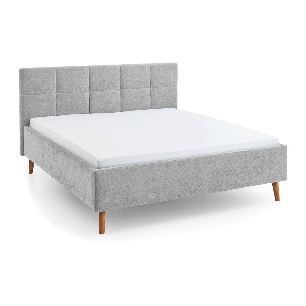 Pat matrimonial gri tapitat cu spatiu de depozitare cu somiera 180x200 cm Nova – Meise Möbel