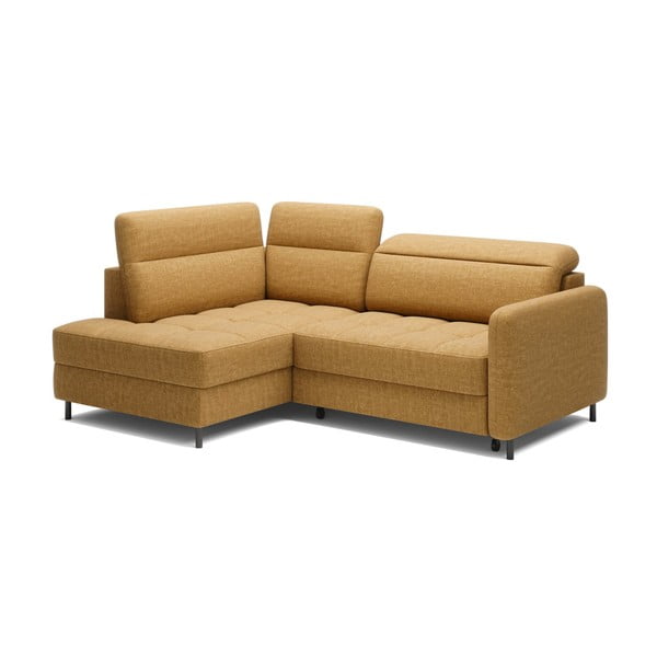 Colțar galben extensibil/cu spațiu de depozitare cu tapițerie din catifea (cu colț pe partea stângă/în formă de ”L”) Barea – ELTAP-image-2