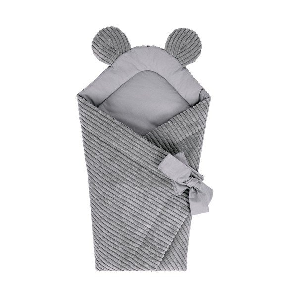 Păturică de înfășat gri din catifea reiată 35x65 cm – Meowbaby