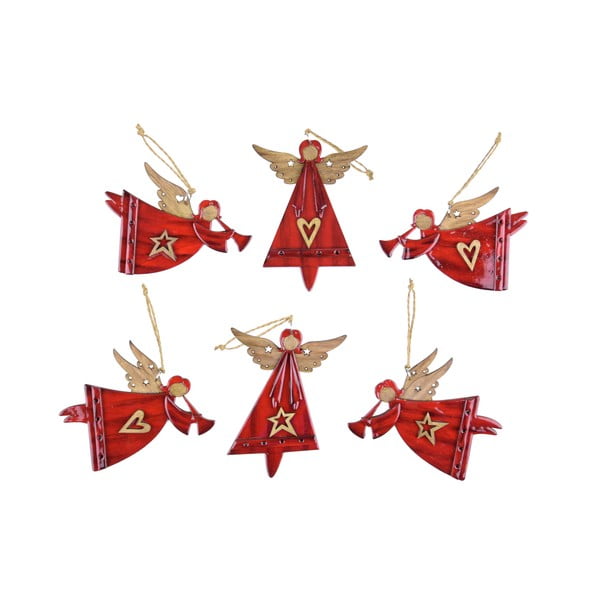 Set de 6 îngerași roșii de Crăciun Ego Dekor