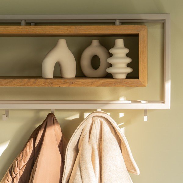 Cuier de perete în culoare naturală/taupe cu raft din lemn de stejar 118 cm School – Spinder Design-image-1