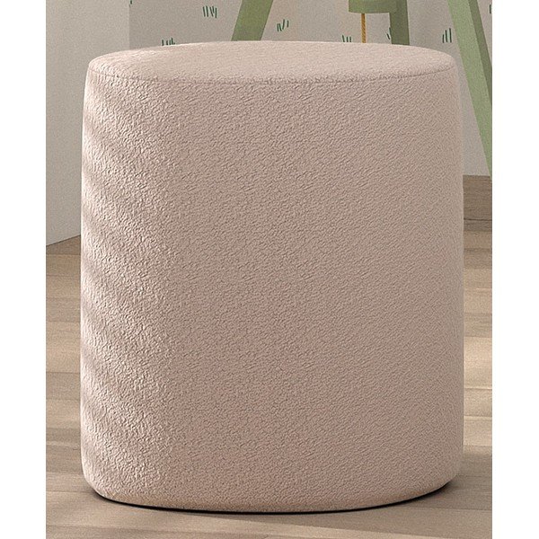 Puf de copii roz deschis cu tapițerie din stofă bouclé MOON – Vipack-image-1