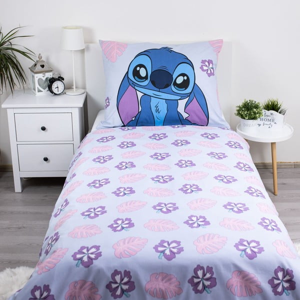 Lenjerie de pat pentru copii albastră-mov din bumbac pentru pat de o persoană 140x200 cm Lilo and Stitch "Cute" – Jerry Fabrics-image-2