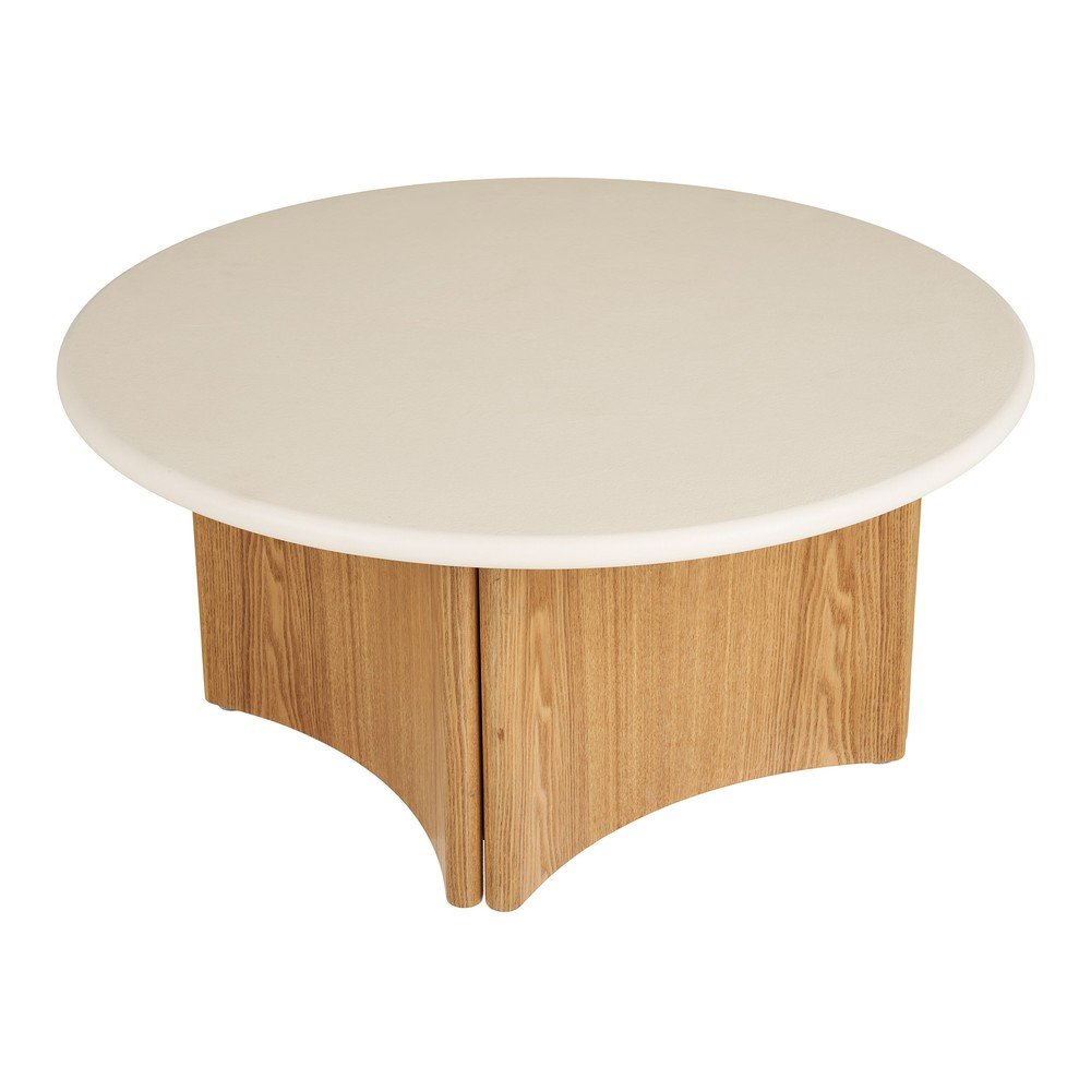 Măsuță de cafea albă/în culoare naturală rotundă cu blat din beton ø 80 cm Motril – House Nordic