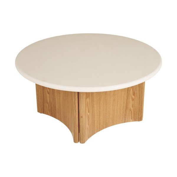 Măsuță de cafea albă/în culoare naturală rotundă cu blat din beton ø 80 cm Motril – House Nordic