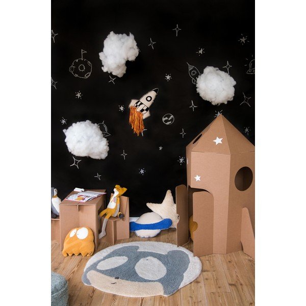 Covor pentru copii gri/crem lavabil/țesut manual din lână ø100 cm Astromouse – Lorena Canals-image-3