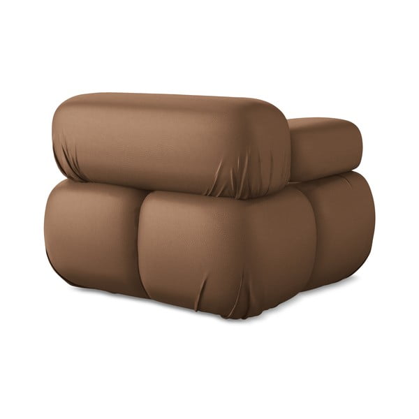 Modul pentru canapea modulară maro cu tapițerie din imitație de piele (cu colț pe partea stângă) Lokua – Makamii-image-4