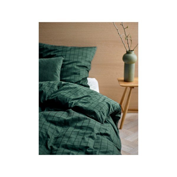 Lenjerie de pat verde din damasc pentru pat de o persoană 140x200 cm Clear – Södahl-image-2