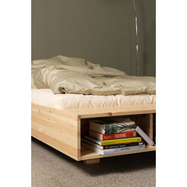 Pat în culoare naturală din lemn de pin fără tăblie cu somieră 120x200 cm Merge – Karup-image-4