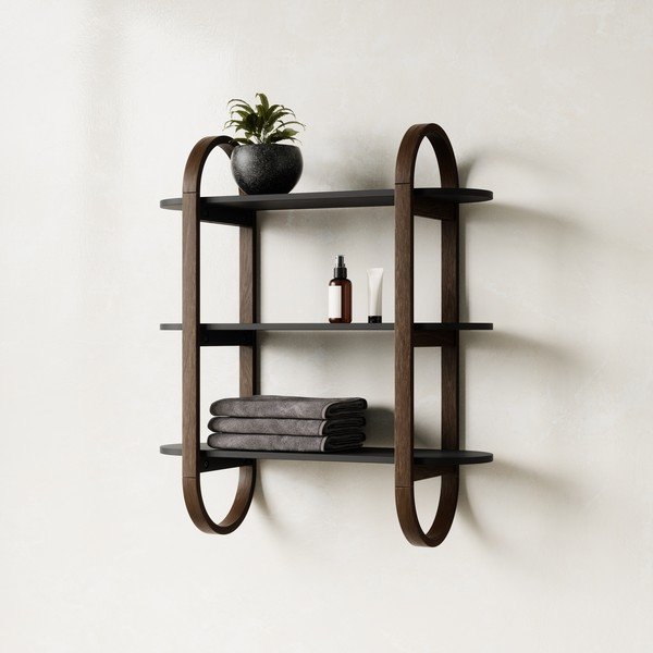 Raft negru/în culoare naturală etajat cu aspect de lemn de nuc Bellwood – Umbra-image-1