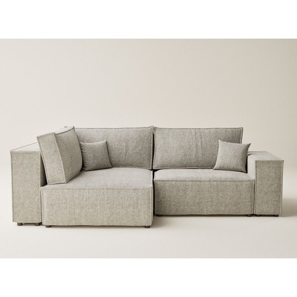 Colțar bej extensibil/cu spațiu de depozitare cu tapițerie din chenille (cu colț pe partea stângă/în formă de ”L”) Tonga – Maison de Rêve-image-2