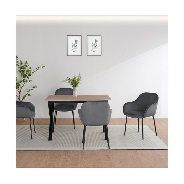 Masă de dining cu blat cu aspect de lemn de stejar 80x120 cm Ipswich – Støraa-image-2