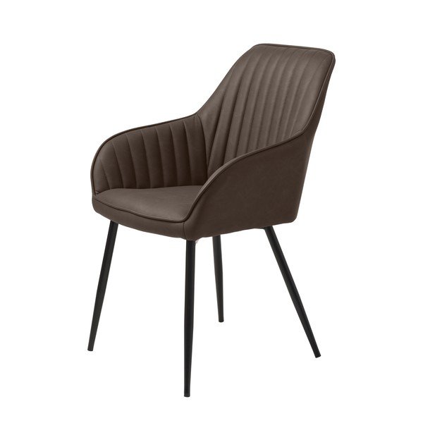 Scaun de sufragerie maro închis cu cotiere tapițat Melfort – Unique Furniture