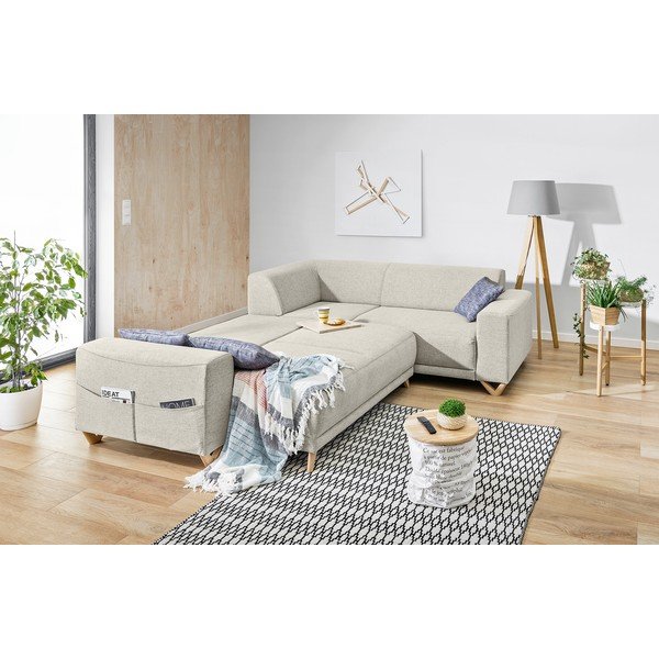 Colțar bej extensibil/cu spațiu de depozitare (cu colț pe partea dreaptă/în formă de ”L”) Classy Sophie – Miuform-image-4