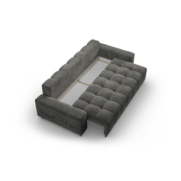 Canapea gri extensibilă, cu spațiu de depozitare cu tapițerie din catifea 250 cm Wicklow – Cosmopolitan Design-image-3