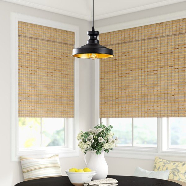 Lustră neagră cu abajur din metal ø 22 cm Berceste – Opviq lights-image-1