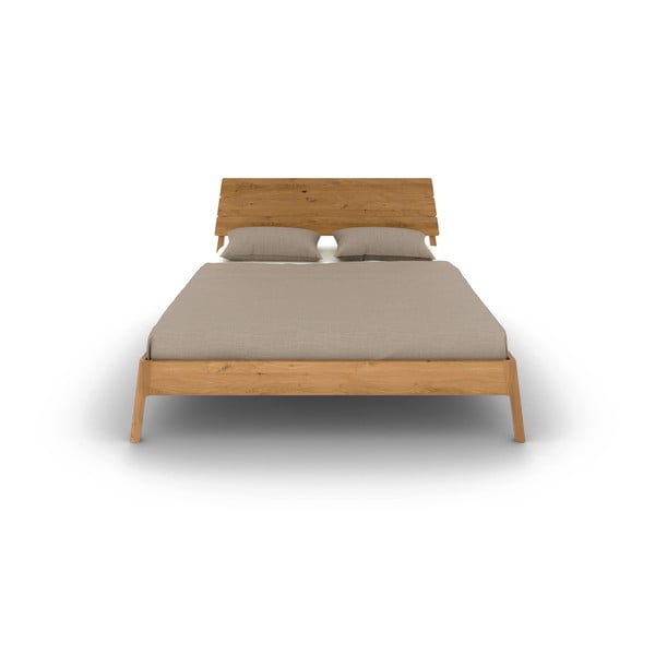 Pat matrimonial în culoare naturală din lemn   de stejar 200x200 cm Twig – The Beds-image-2