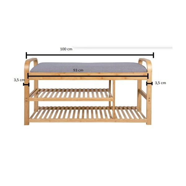 Suport de pantofi din bambus gri/natural cu bancă - Leitmotiv-image-4