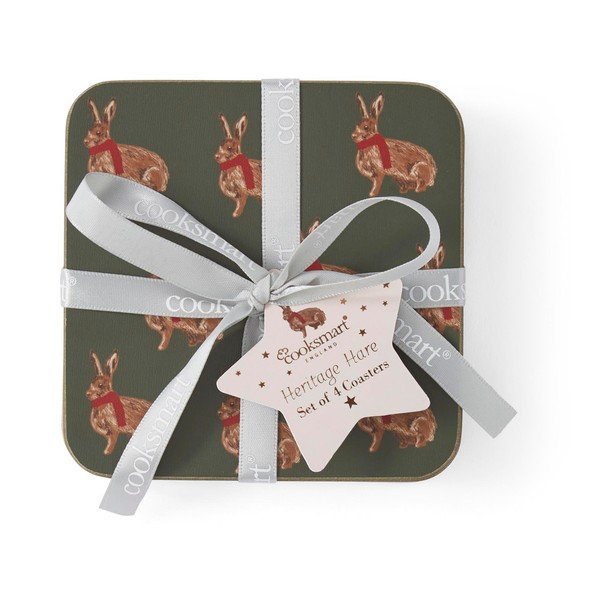 Coasters roșii/verde-închis 4 buc. din plută Heritage Hare – Cooksmart ®-image-1