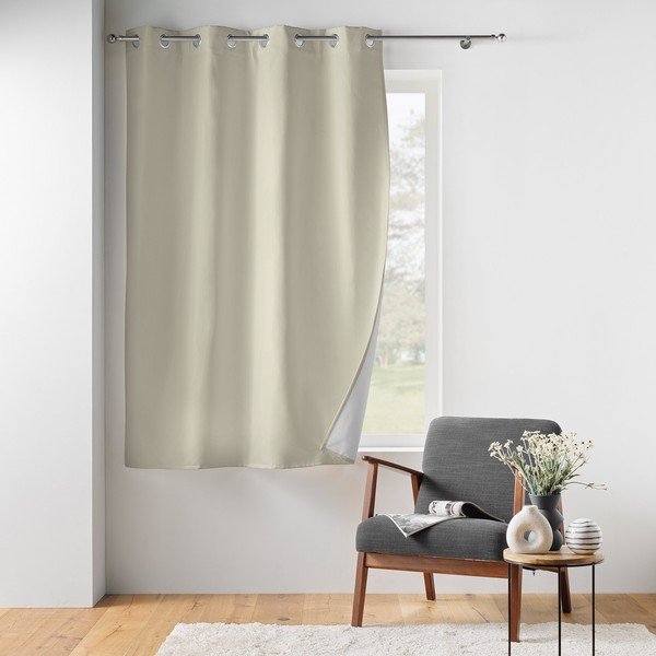 Draperie bej termoizolantă/dimout (semi-opacă) din microfibră 135x180 cm Micropolar – douceur d'intérieur-image-2