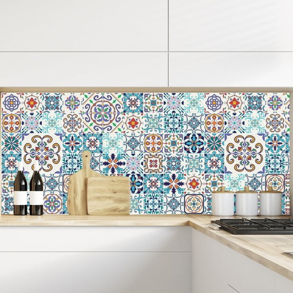Set 60 autocolante de perete Ambiance Tiles Azulejos Antibes, 10 x 10 cm