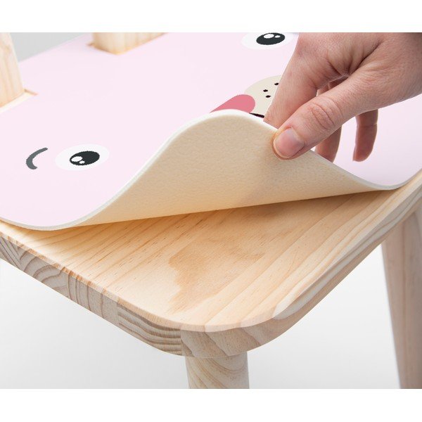 Scăunel din lemn de pin pentru copii Little Nice Things Bunny, roz-image-3