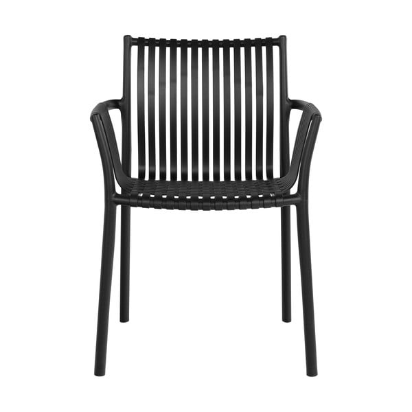 Scaune de grădină negre 2 buc. din plastic Tulsa – House Nordic-image-2