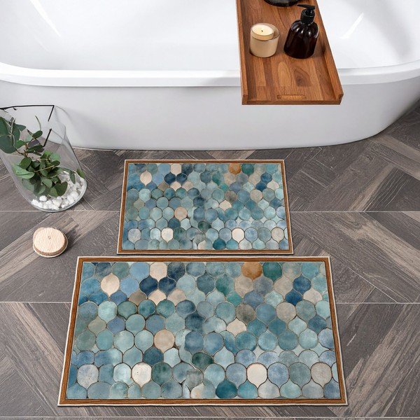 Covorașe de baie albastre 2 buc. 60x100 cm – Foutastic-image-3