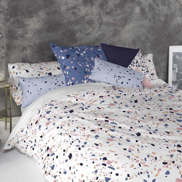 Set 2 fețe de pernă din bumbac Blanc Terrazzo, 50 x 75 cm-image-1