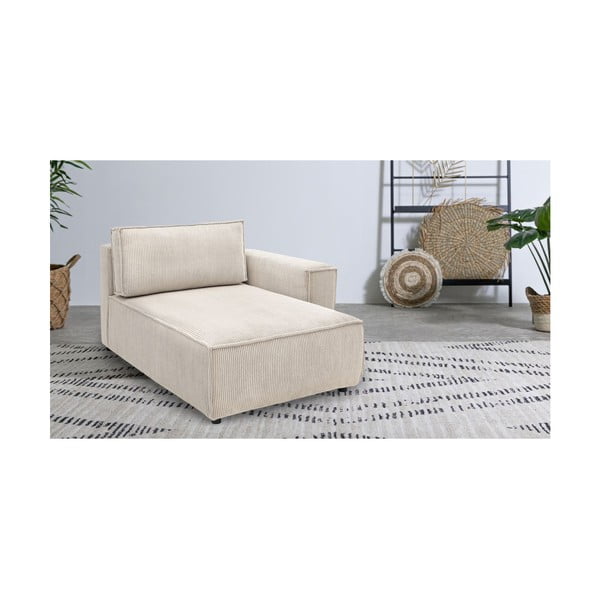 Modul pentru canapea crem cu tapițerie din catifea reiată  (cu colț pe partea dreaptă) Nihad modular – Bobochic Paris-image-1