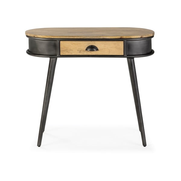 Masă consolă neagră/în culoare naturală 38x90 cm Delhi – MOME