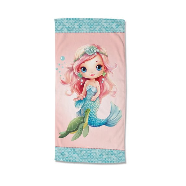 Prosop de plajă albastru/roz din catifea pentru copii 75x150 cm Alisse – Good Morning