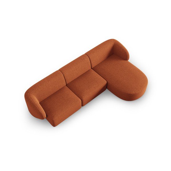 Colțar teracotă cu tapițerie din chenille (cu colț pe partea dreaptă, cu șezlong) Paolo – Milo Casa-image-2