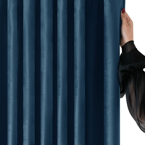 Draperie albastră dimout (semi-opacă) din catifea 265x175 cm Velto – Filumi-image-2