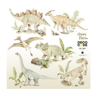 Set autocolante de perete pentru copii cu motiv dinozaur Dekornik Happy Dinozauri, 70 x 70 cm