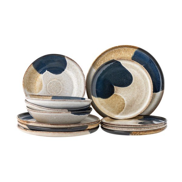 Serviciu de masă 12 buc. din gresie Jules – Bloomingville