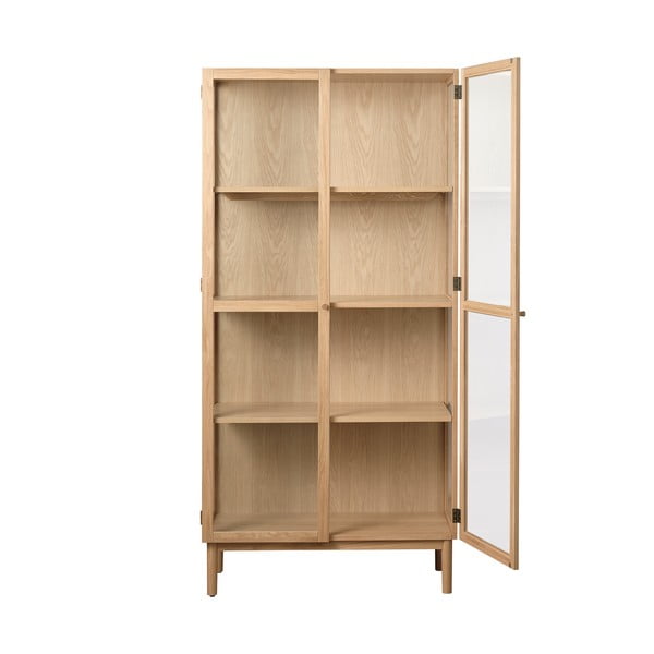 Vitrină în culoare naturală din lemn masiv de stejar 190x90 cm Elba – Unique Furniture-image-3