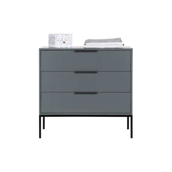 Comodă din lemn de pin WOOOD Adam, gri-image-3
