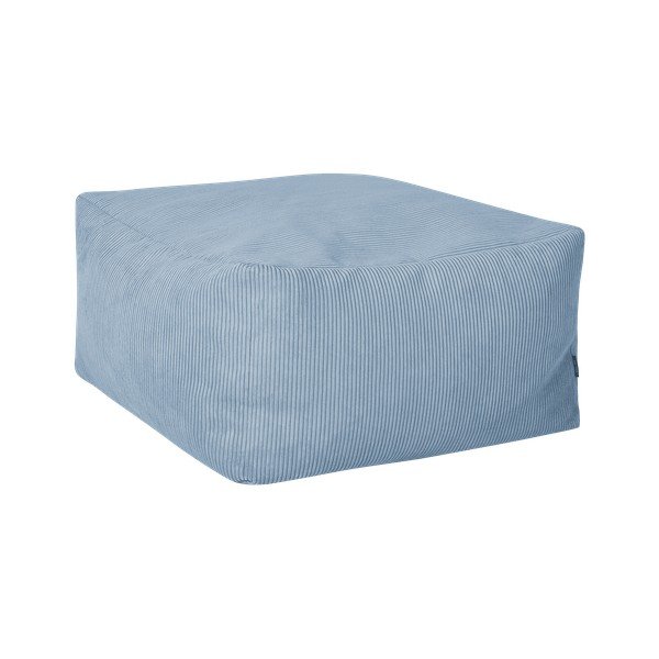 Puf albastru deschis cu tapițerie din catifea reiată Keno – noo.ma