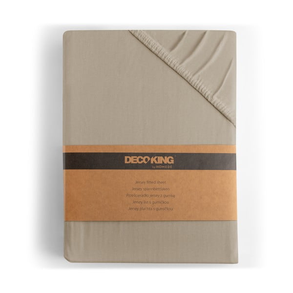 Cearceaf maro deschis din jerseu cu elastic 220x200 cm Amber – Restilo-image-4